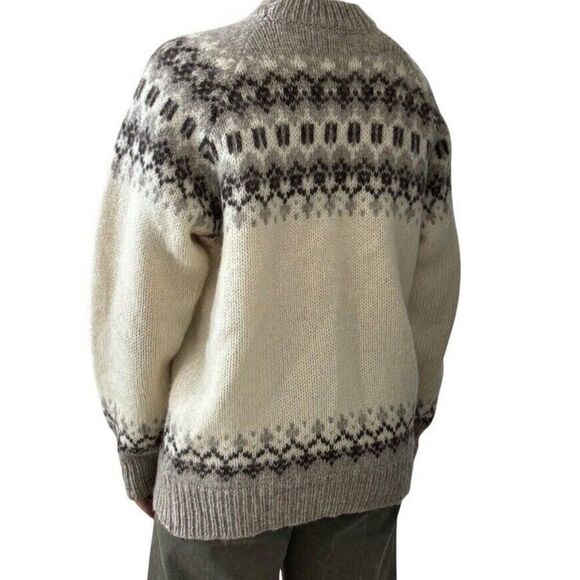 Vintage Unisex Scandinavian 100% Wool Fair Isle Chunky Sweater Made in Denmark - Picture 6 of 8